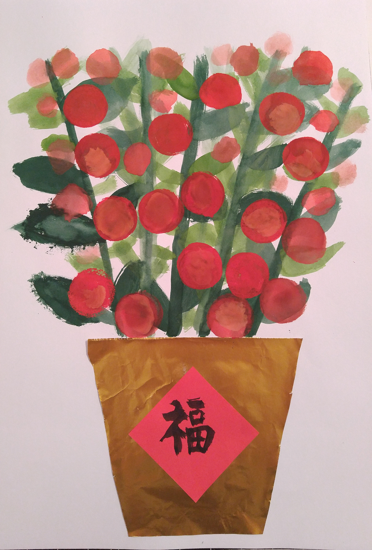 【lulu妈】与子女绘画应节年桔及烟花